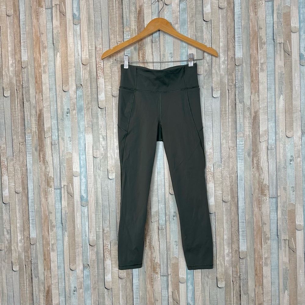 Lululemon 4 Final Lap Crop 23" Evergreen Green Cropped Legging Nulux Run Running - Picture 2 of 9